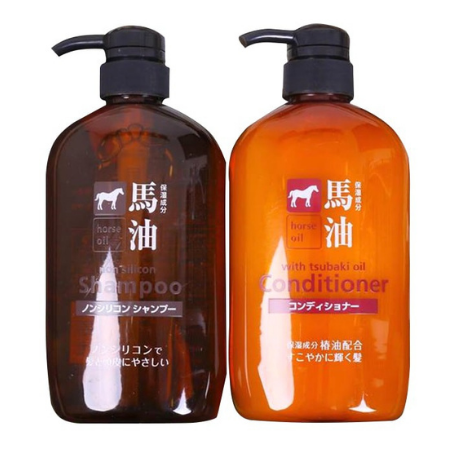 Combo Gội - Xả Mỡ Ngựa - Hokkaido Horse Oil Natural Hair Shampoo 